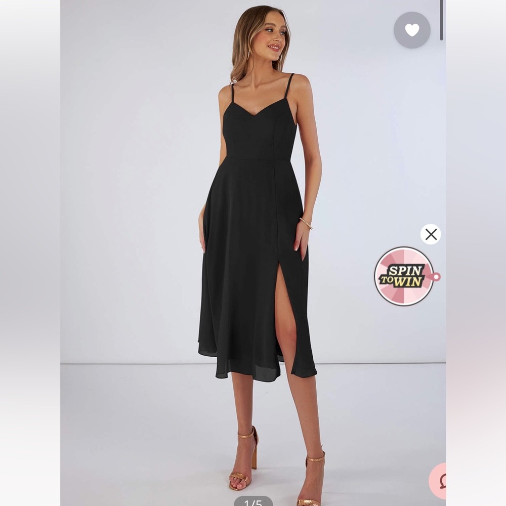 Black Mid-Length Bridesmaid Dress